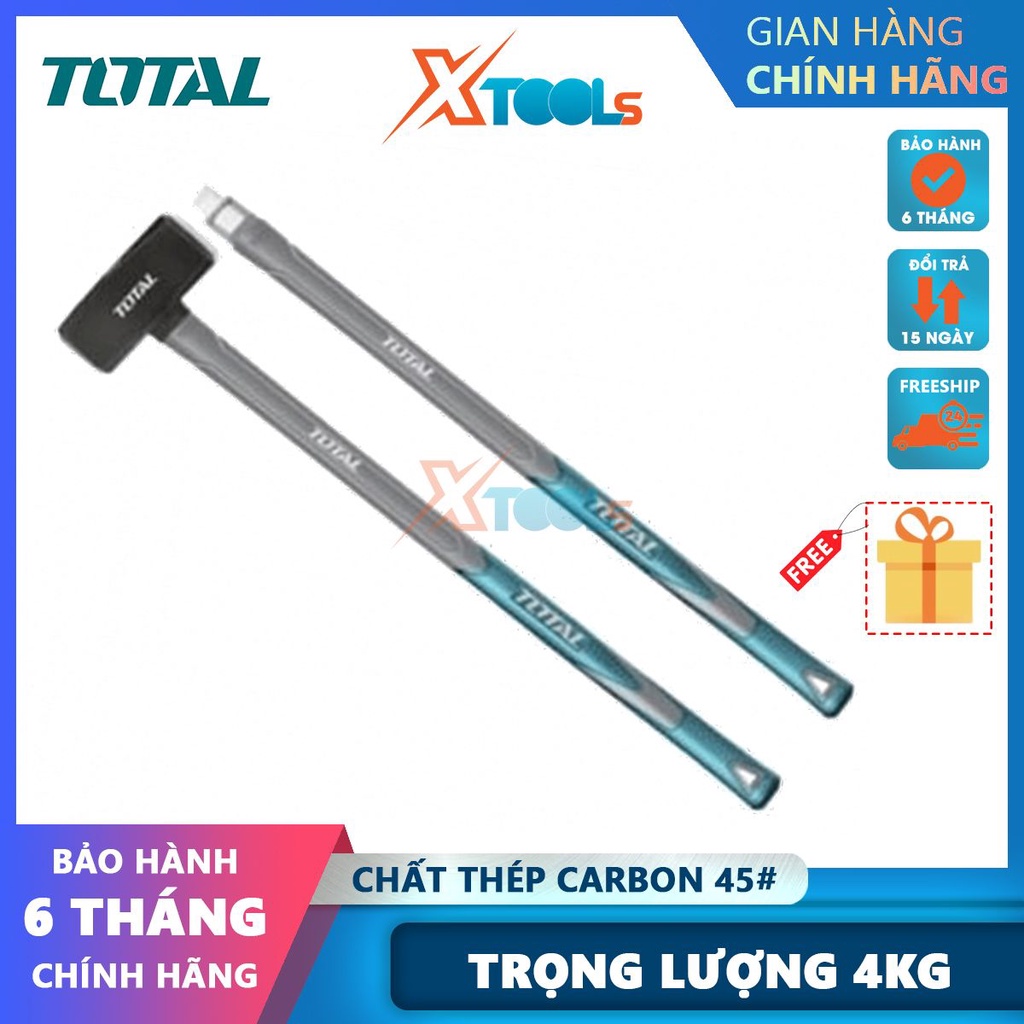 Búa tạ 4kg Total THT720416, chiều dài búa 900 mm, chất liệu thép carbon 45#, chịu nhiệt [CHÍNH HÃNG][XTOOLS]