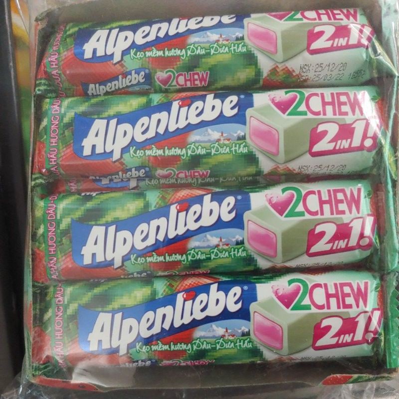 Kẹo mềm hương dâu-dưa hấu Alpenliebe 2chew thỏi 24.5g