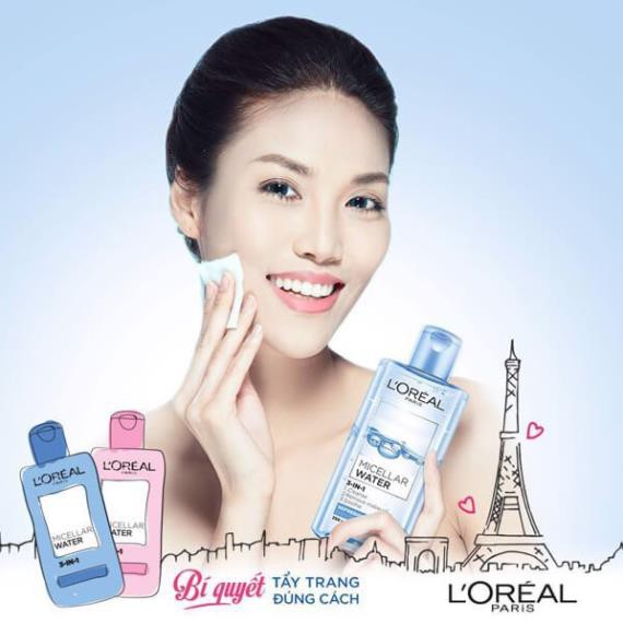 Nước tẩy trang Loreal paris 3 in 1 micellar water 400ml refreshing xanh nhạt | BigBuy360 - bigbuy360.vn