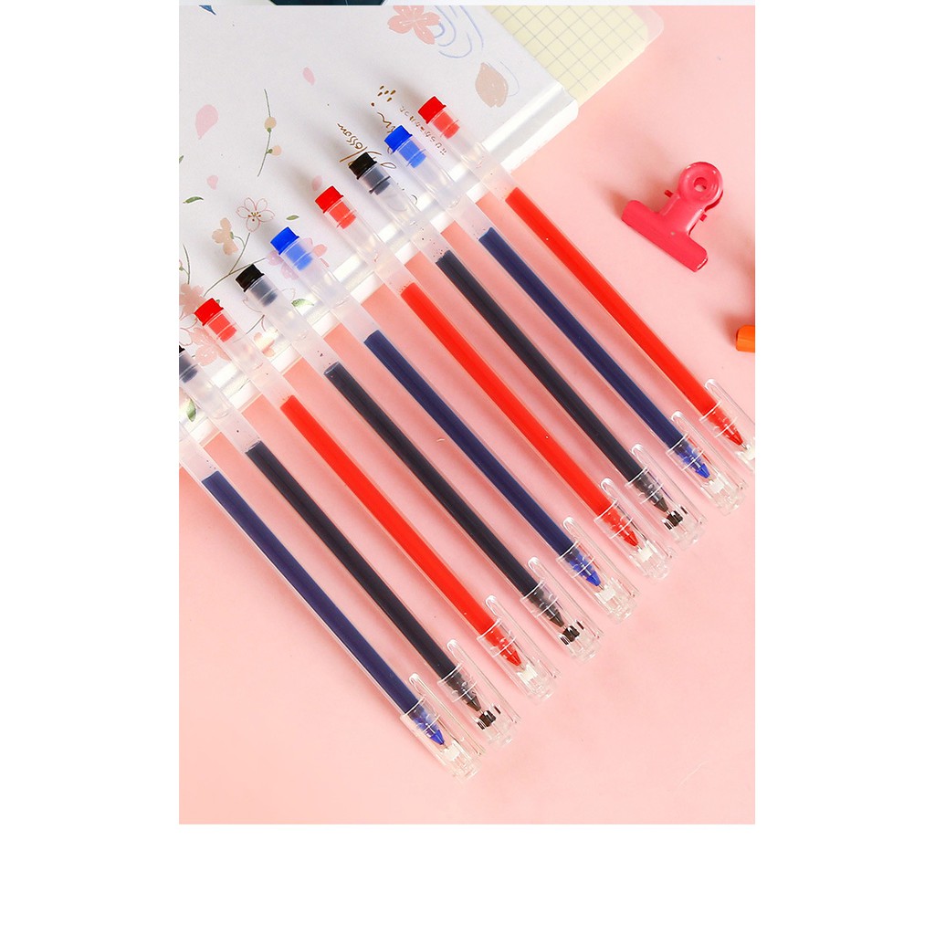 Bút gel đen basic 0.5mm - Bút bi gel có nắp đen, xanh, đỏ