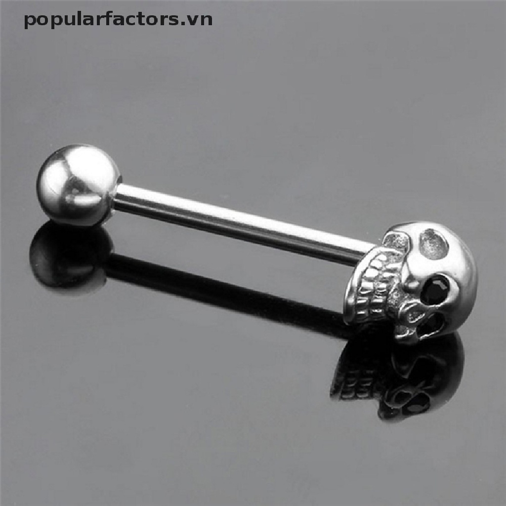 Khuyên Lưỡi Bằng Thép Không Gỉ Đính Đá CZ 14G