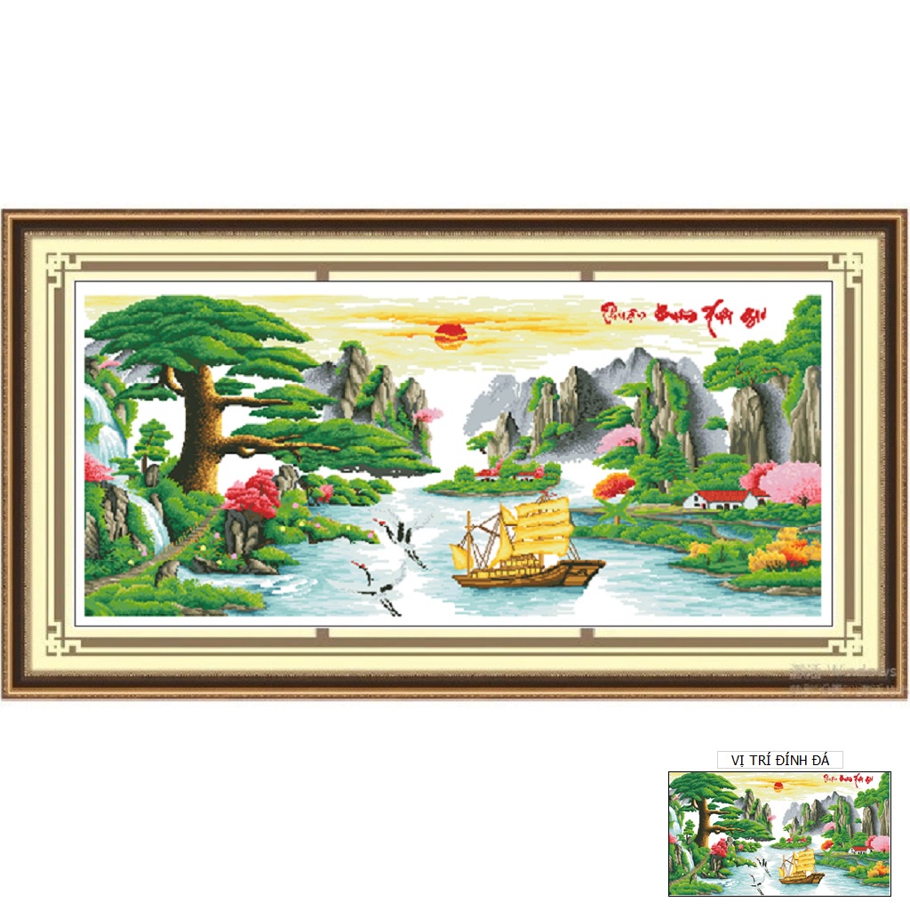 Tranh đính đá Thuận Buồm Xuôi Gió LV520 (đính kiến) - KT:182x81cm