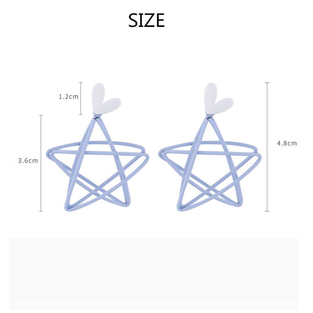 Đôi Bông Tai Họa Tiết Trái Tim Ngôi Sao Màu Xanh Da Trời Thời Trang Bắt Mắt