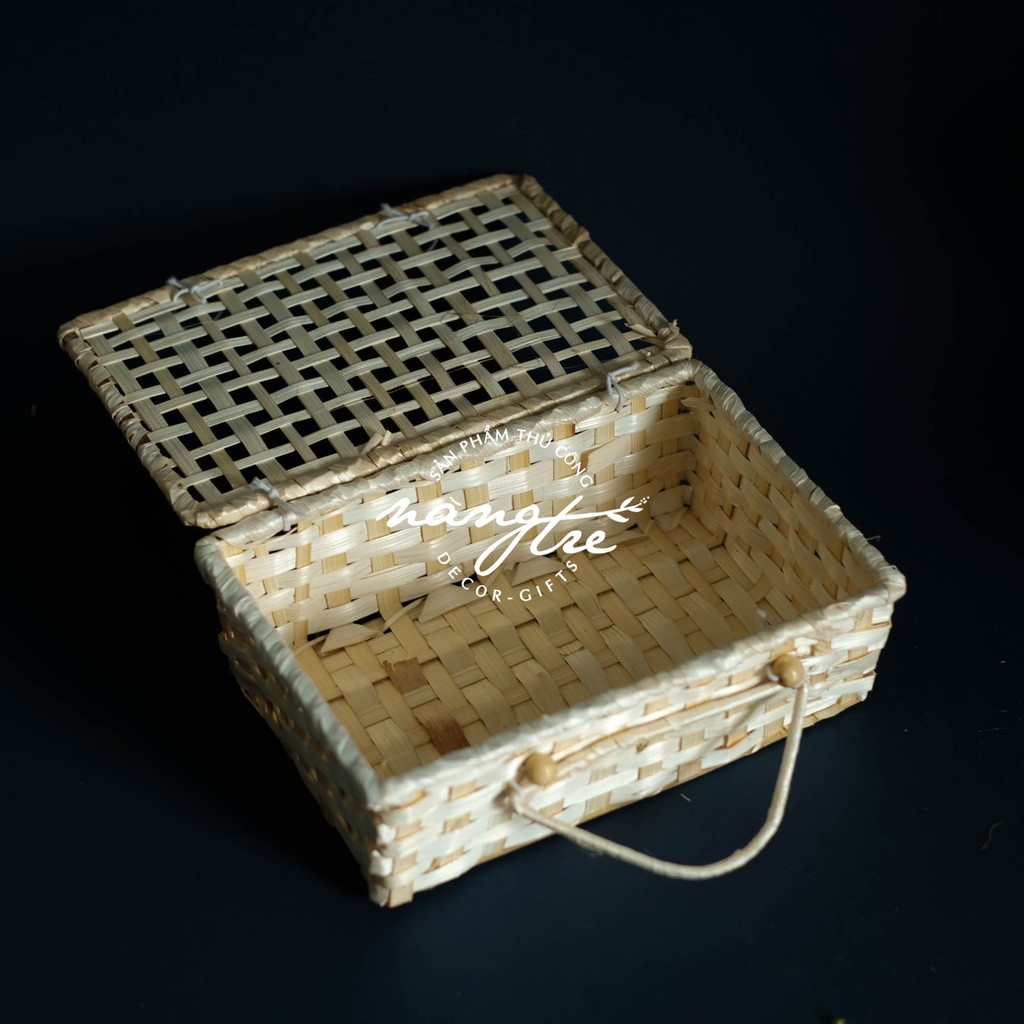 Giỏ tre đan chữ nhật đựng quà tặng - Trang trí thân thiện môi trường