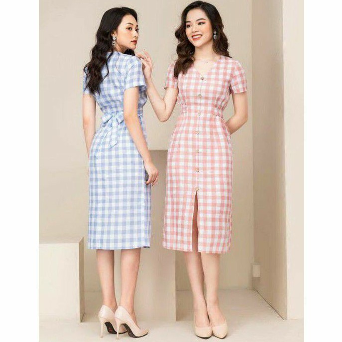 Đầm Sọc Cổ Tim Size M,L,XL,2XL,3XL