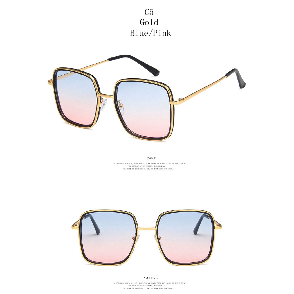 Kính Mát Samjune 6298 Gọng Vuông Chống Tia UV 400 Phong Cách Vintage Cho Nam Và Nữ