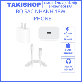 Bộ Sạc IP: Củ sạc nhanh IP18W,cáp TypeC cho IP5/6/7/7Plus/8Plus/X/Xs/XsMax/11pro/12promax