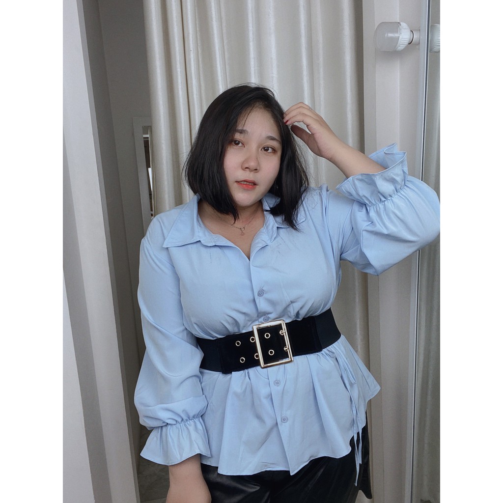 BIGSIZE Áo sơ mi nữ bigsize thắt dây eo AKBS001 beostyle cho người béo mập 55-100kg - Mặc đi tiệc,đi chơi hoặc dạo phố | BigBuy360 - bigbuy360.vn