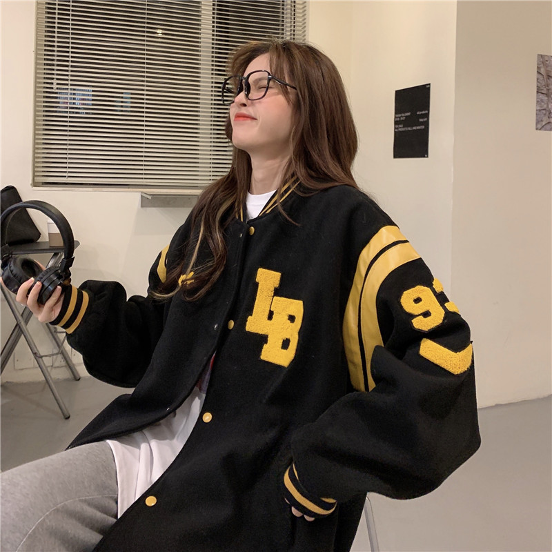 Áo bomber nữ form rộng Áo khoác bomber nữ form rộng nỉ  kiểu bóng chày unisex hàn quốc ulzzang học sinh sinh viên un | BigBuy360 - bigbuy360.vn