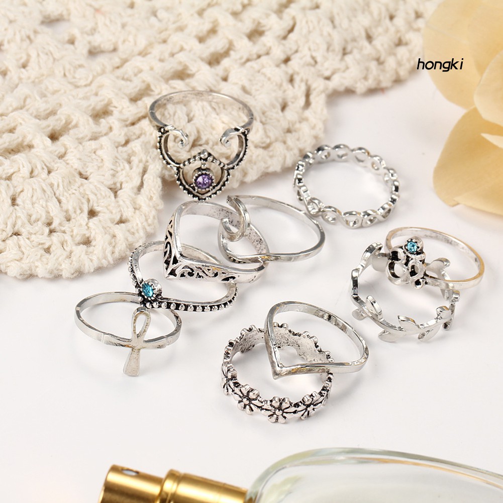 Bộ 10 nhẫn khớp ngón tay phong cách cổ điển thời trang dành cho nữ