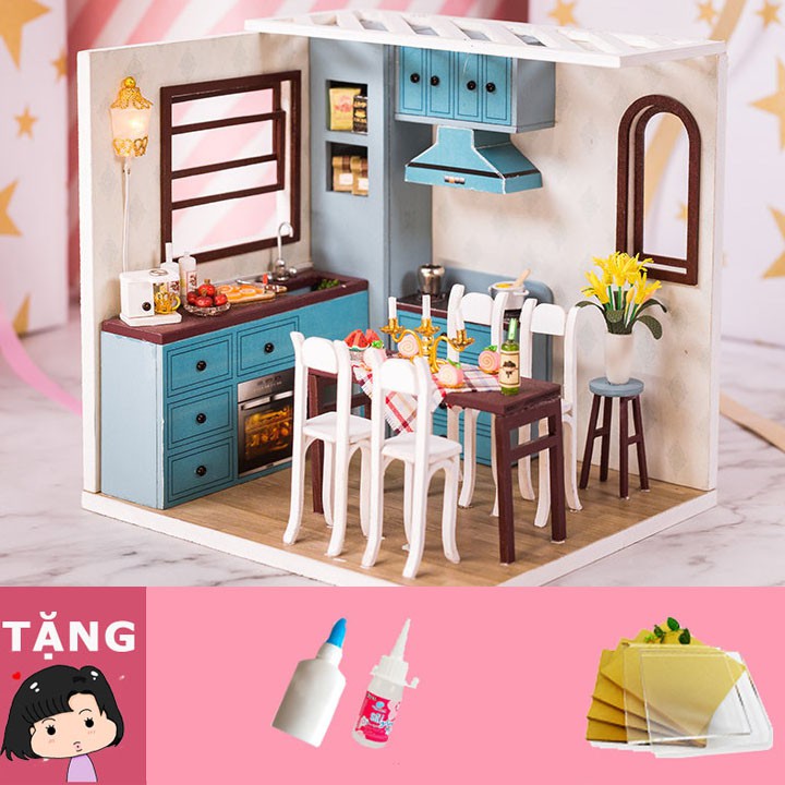 Mô hình nhà gỗ tự ráp Nhà bếp châu Âu