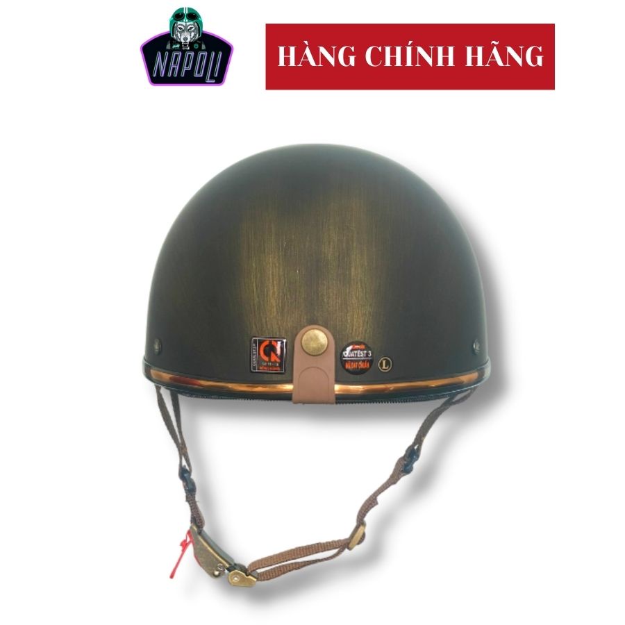Mũ bảo hiểm Napoli phượt nửa đầu Tặng kèm lưỡi trai loại nón bảo hiểm không kính hàng chính hãng