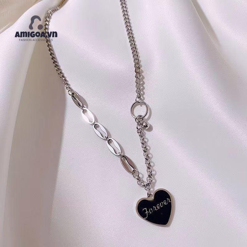 ✨✨Vòng cổ mặt trái tim đen phong cách hip hop thời trang