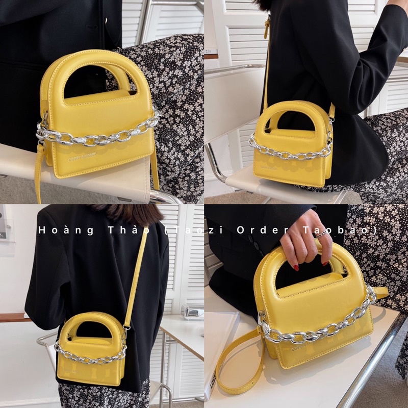 Túi đeo chéo quai xách dáng vuông đứng phối xích màu mới hot 2022