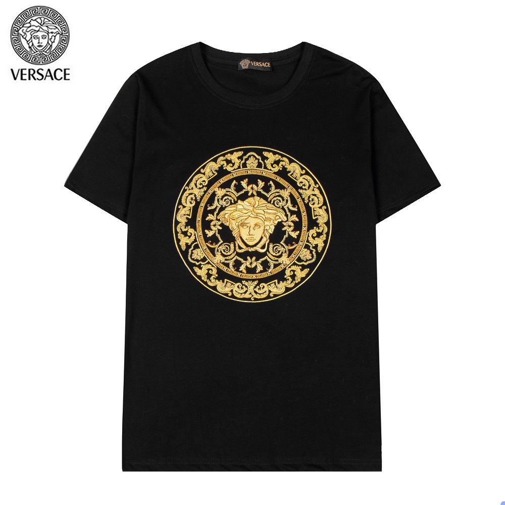 Áo Thun Tay Ngắn Chất Liệu cotton Họa Tiết Thêu Versace Cao Cấp Thời Trang