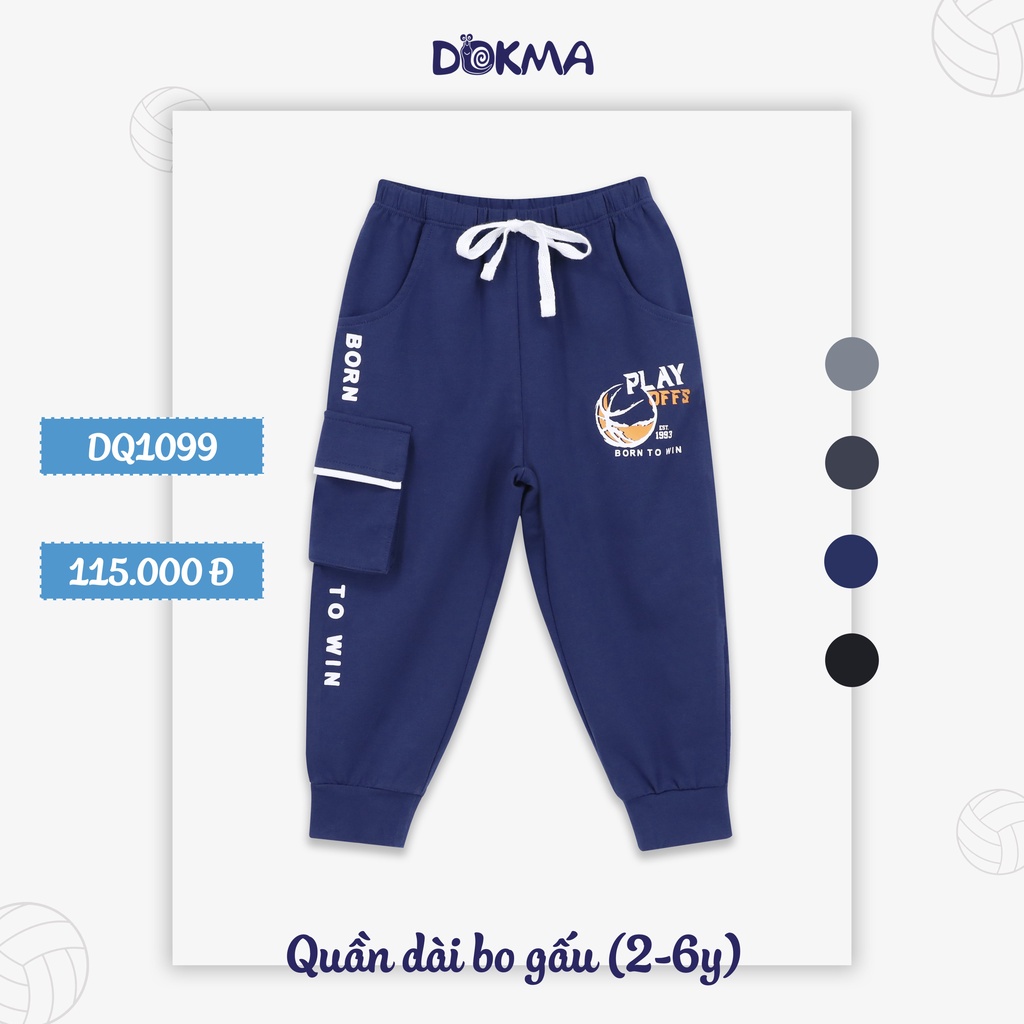 (2-6Y) Quần dài bo gấu túi hộp Dokma vải cotton mỏng DQ1099