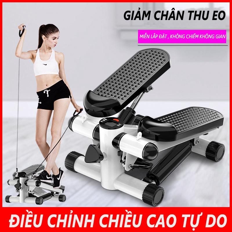 OT87 Máy Chạy Bộ Tại Chỗ MINI STEPPER 2020 Đen phối trắng（Tặng dây kéo cơ + thảm）