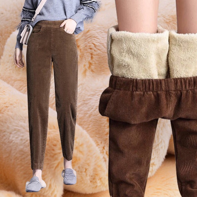 Combo 2 chiếc quần nhung lót lông nâu/xám/đen