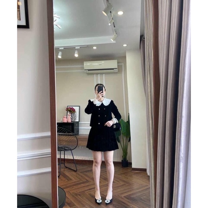 Sandal zara hoa đá mũi nhọn gót nhú fullbox