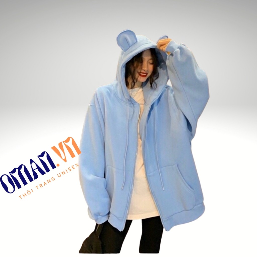 Áo khoác nỉ Hoodie Dây Kéo TAI THỎ form rộng áo nỉ bông ulzzang Cá Tính Unisex Oman | BigBuy360 - bigbuy360.vn