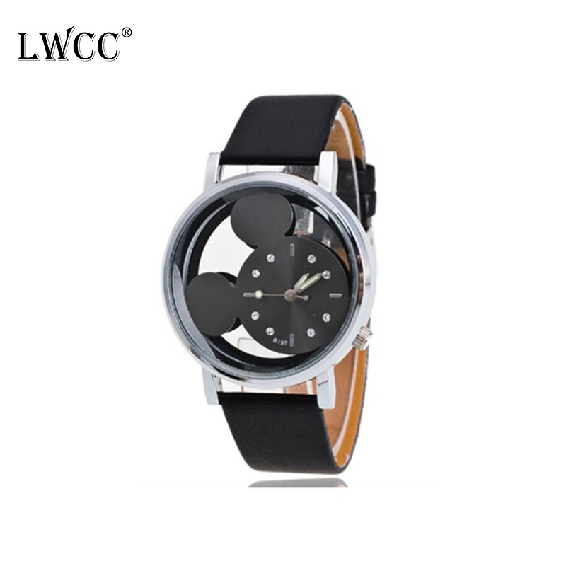 LWCC 147 Đồng hồ đeo tay mặt hình chuột hoạt hình đáng yêu dành cho trẻ em