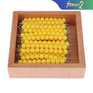 Kids Montessori Early Developing Learning Toy – 45Pcs Yellow Ten Beads Bar in Wooden Box