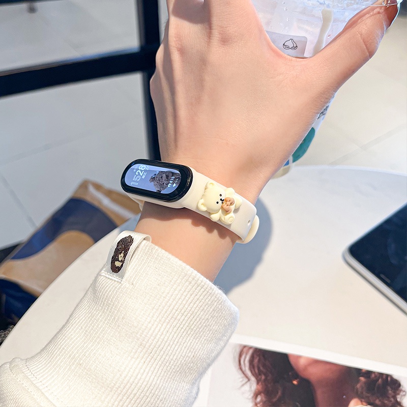 Dây đeo đồng hồ thông minh silicone thiết kế hoạt hình đáng yêu cho Xiaomi Mi Band 3/ 4/ 5/ 6