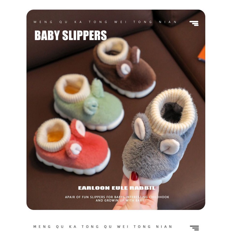 Dép Bông Gót Cao Chống Trượt Mùa Đông Cho Trẻ Em