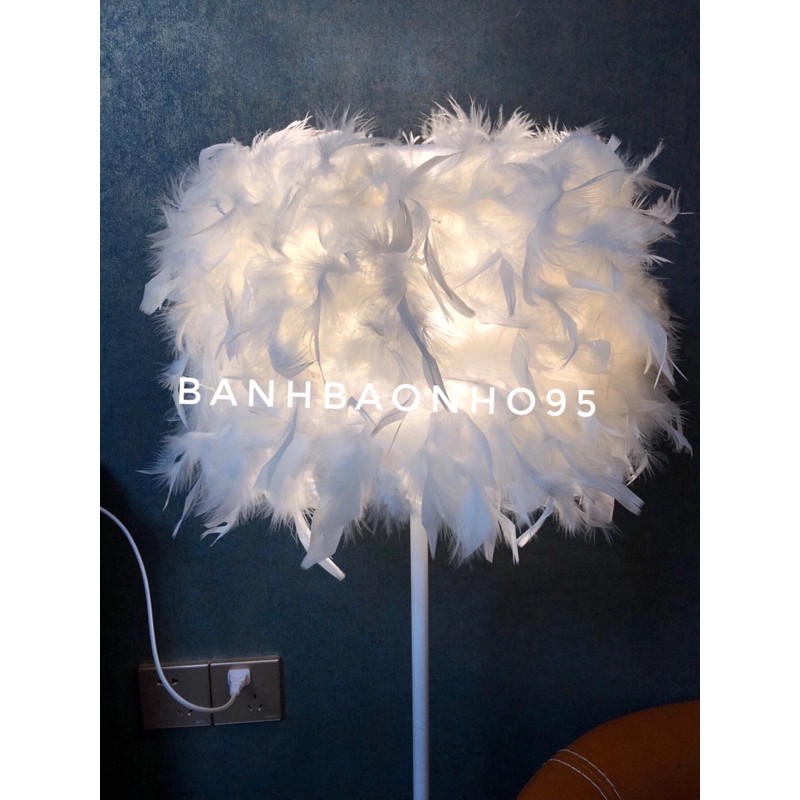 Đèn ngủ lông vũ cao, đèn trang trí cổ điển, lãng mạn