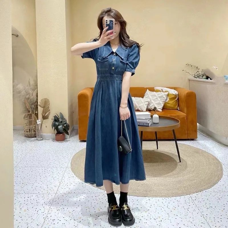 JUMSUIT JEANS ĐẦM CỔ V