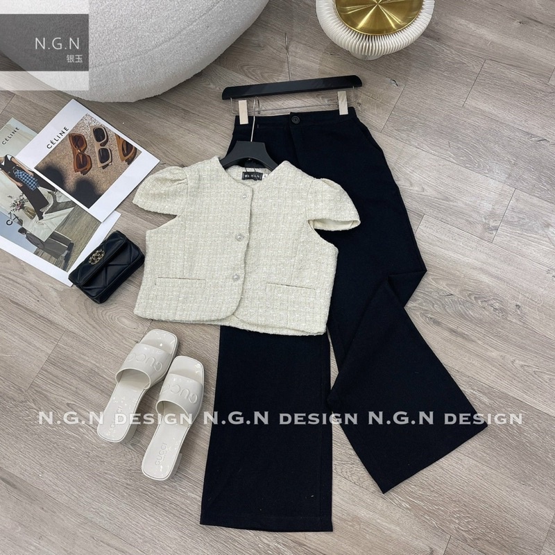 Sét áo dạ cộc tay + quần xuông