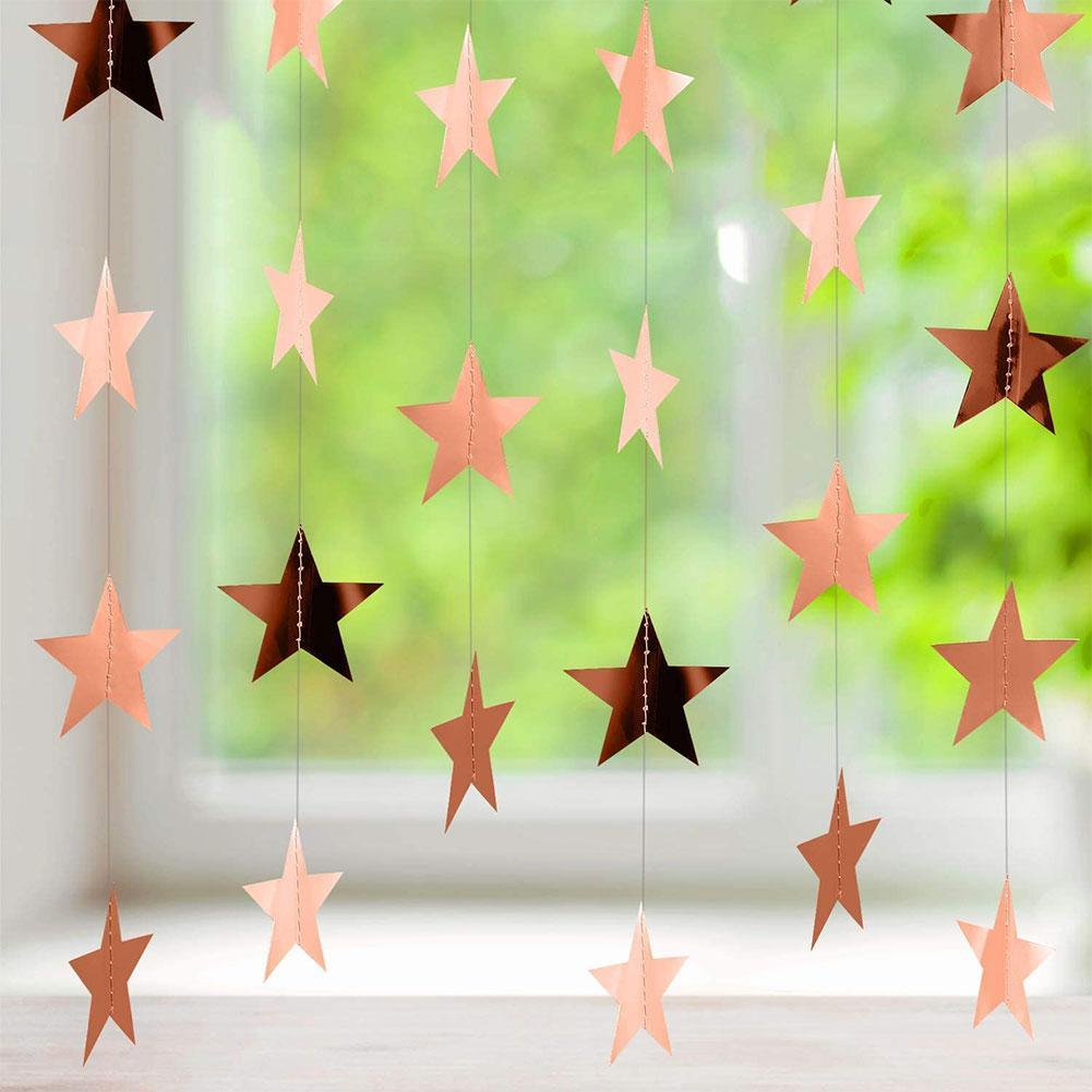 4M Star Glitter Garlands Decoration Party Hanging Paper Stars Garland Banner Birthday Wedding Christmas Party Decoration