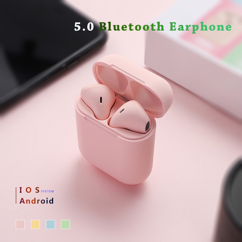 Wireless Bluetooth 5.0 Earbuds inpods12 Fashion Multicolor Fine Scrub Stereo Earphone
