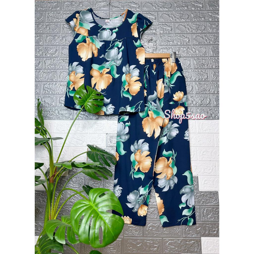 Đồ bộ trung niên, Bộ tole lanh mặc nhà SHOP5SAO quần dài áo cánh tiên có Bigsize (50-80kg)_Link 2