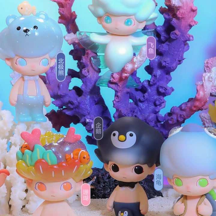 ❤Genuine❤ Dimoo aquarium POPMART bilnd box.Đồ chơi hợp thời trang.Quà.BÚP BÊ.mô hình nhân vật