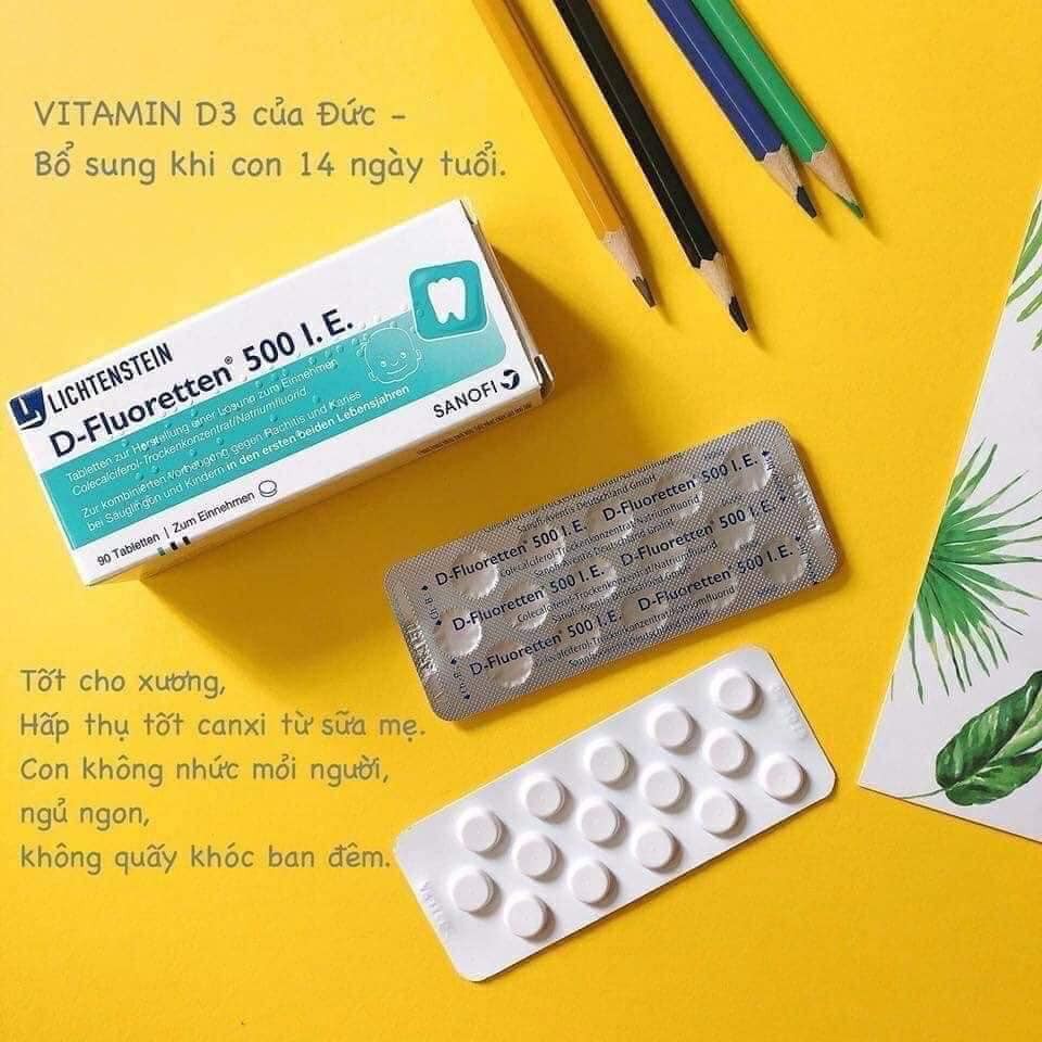 Vitamin D Fluoretten 500IE của Đức [Mẫu mới](Date mới)