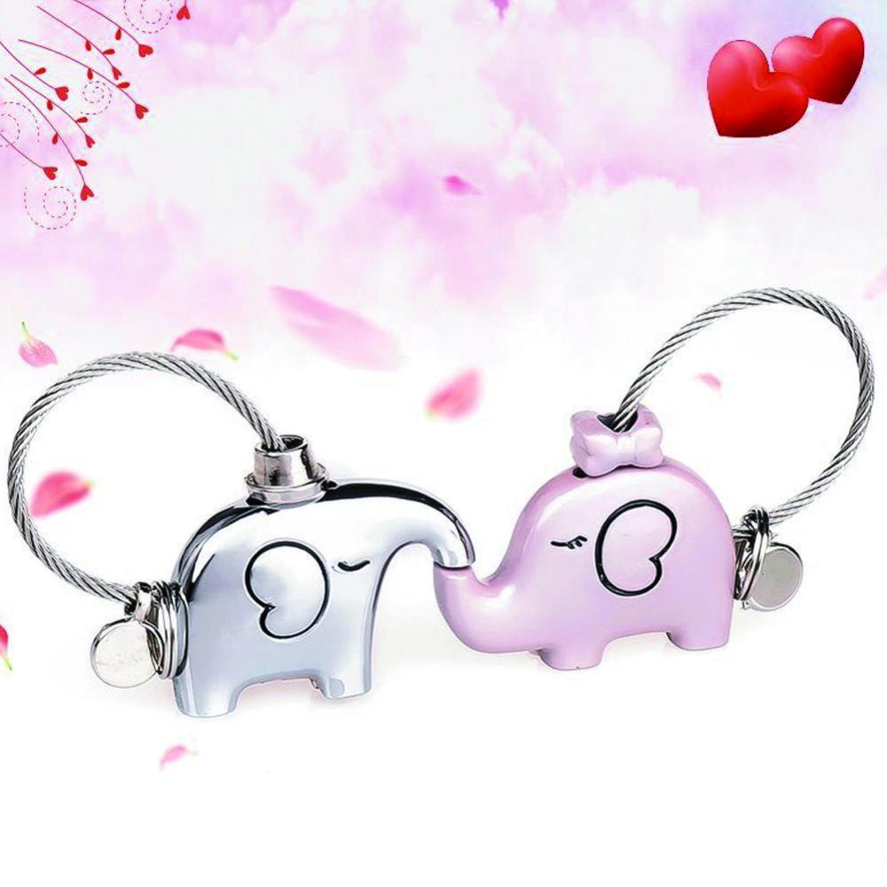 Móc Khóa Hình Chú Voi Hôn Nhau Đơn Giản Dễ Thương Làm Quà Tặng Lễ Tình Nhân D9K5