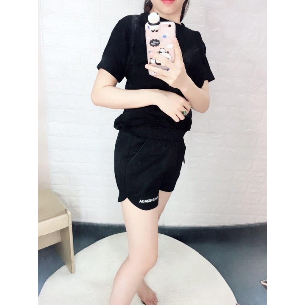 freeship Quần Đùi Kaki BALENC , Quần Short Nữ Cạp Chun Thêu Chữ 2 Màu V018 | BigBuy360 - bigbuy360.vn