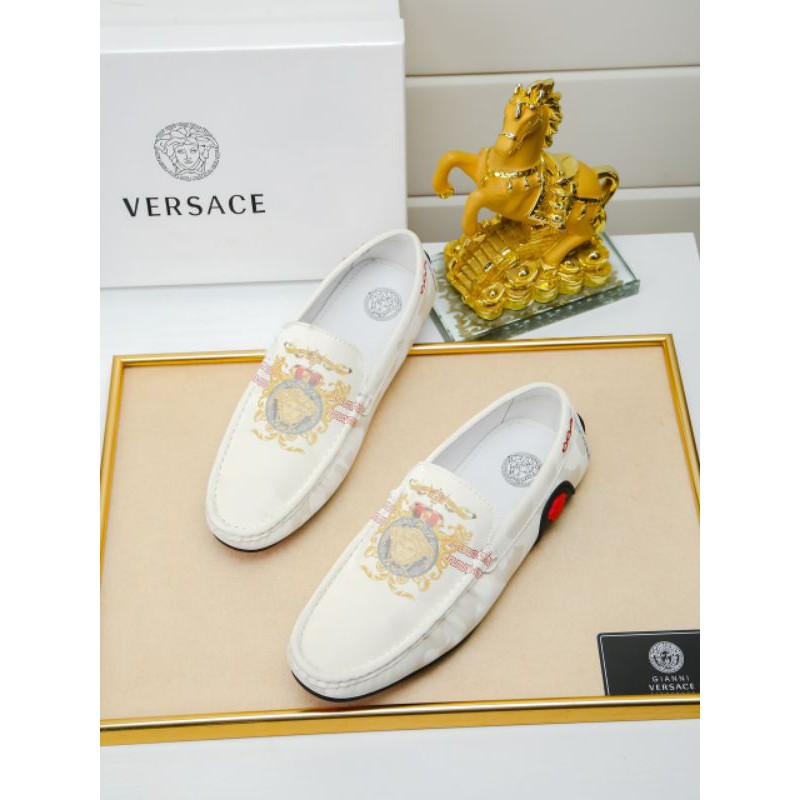 Giày lười nam da cao cấp thiết kế logo versace