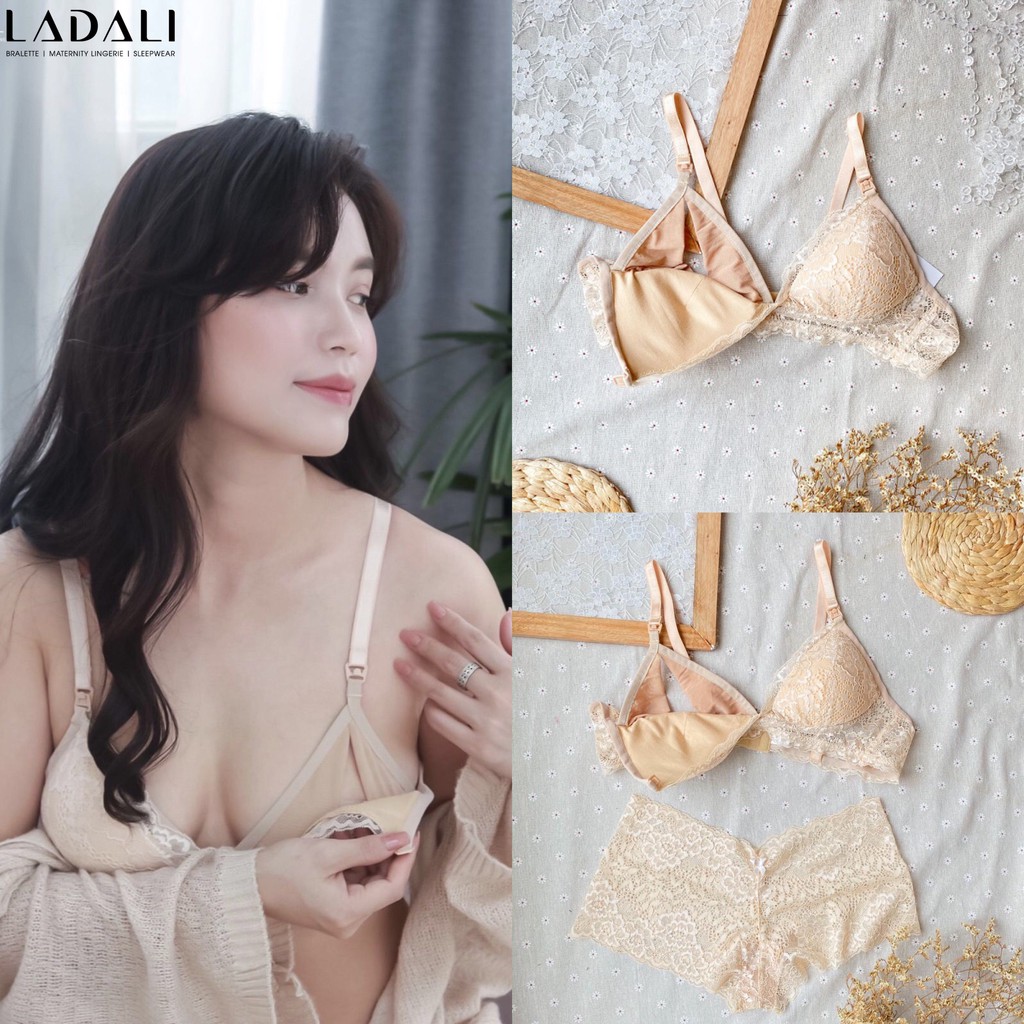 Áo lót bầu cho con bú thiết kế sau sinh khuy bấm có khe tách cho bé bú lịch sự kín đáo Ladali