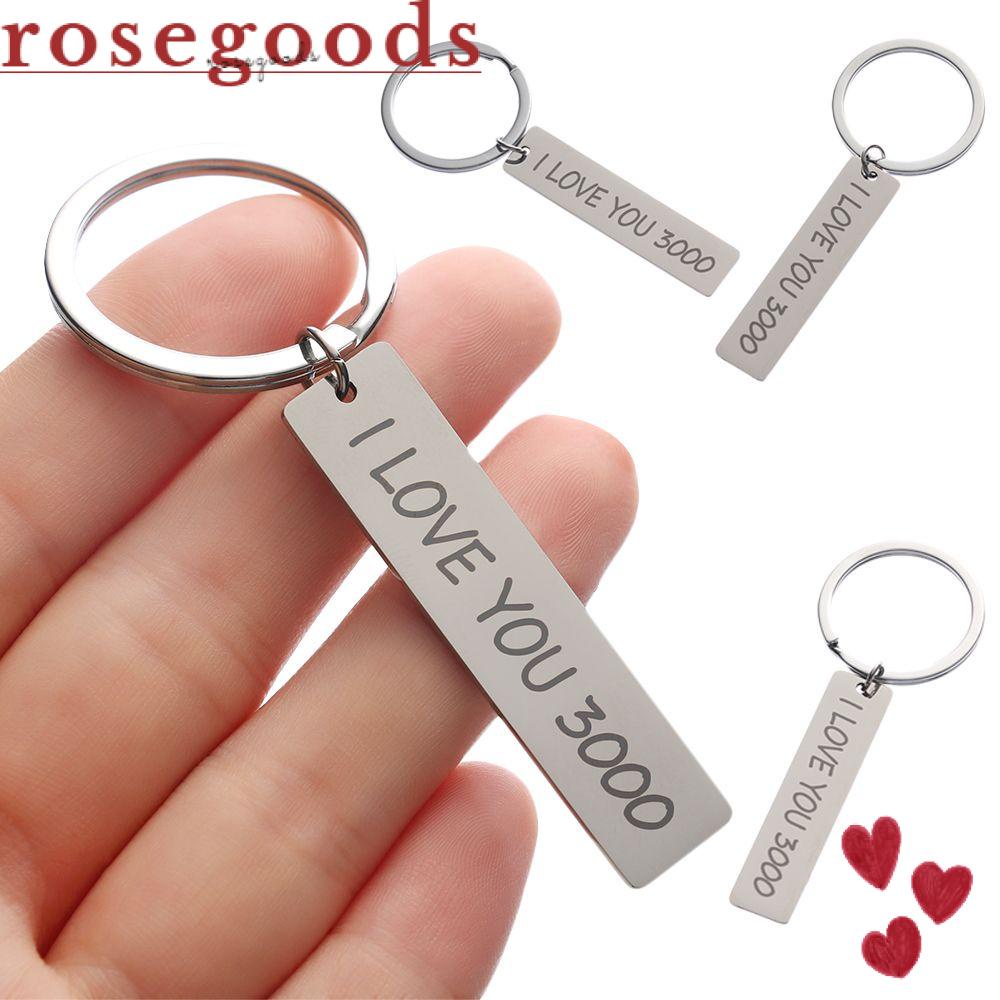 ☆ROSE☆ Fashion Key Ring Lovers Present Car Pendant I Love You 3000 Keyring Wife Husband Gift Jewelry Unique Metal Keyfob
