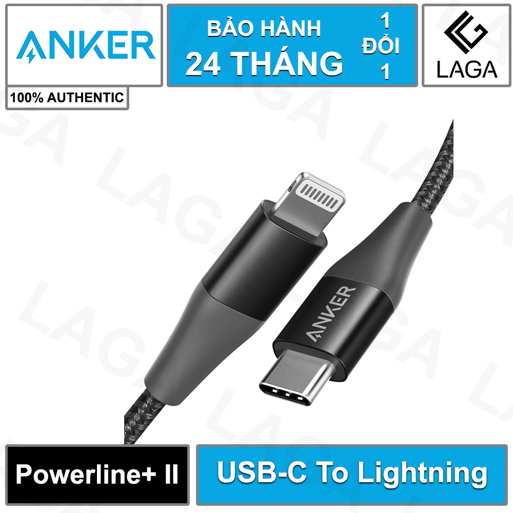 [Mã 2404EL10K giảm 10K đơn 20K] Cáp Sạc Anker PowerLine+ II USB-C To Lightning MFi Cable 0.9M A8652