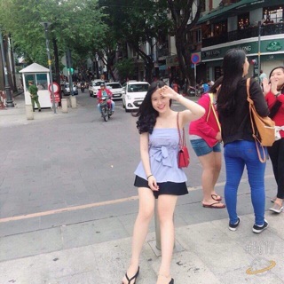 Áo ống sọc cột eo