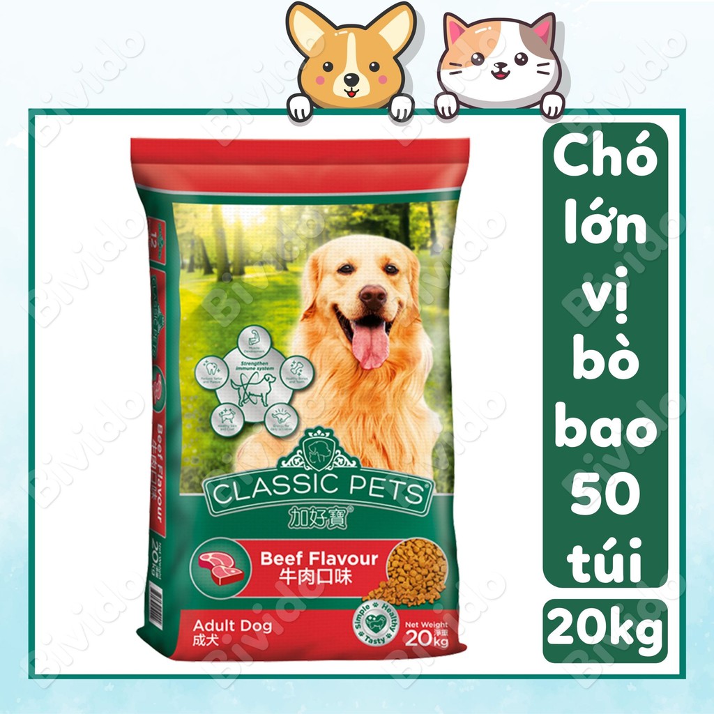 Thức ăn chó lớn Classic Pets Adult vị bò bao 20kg (50 túi 400g) - Bivido