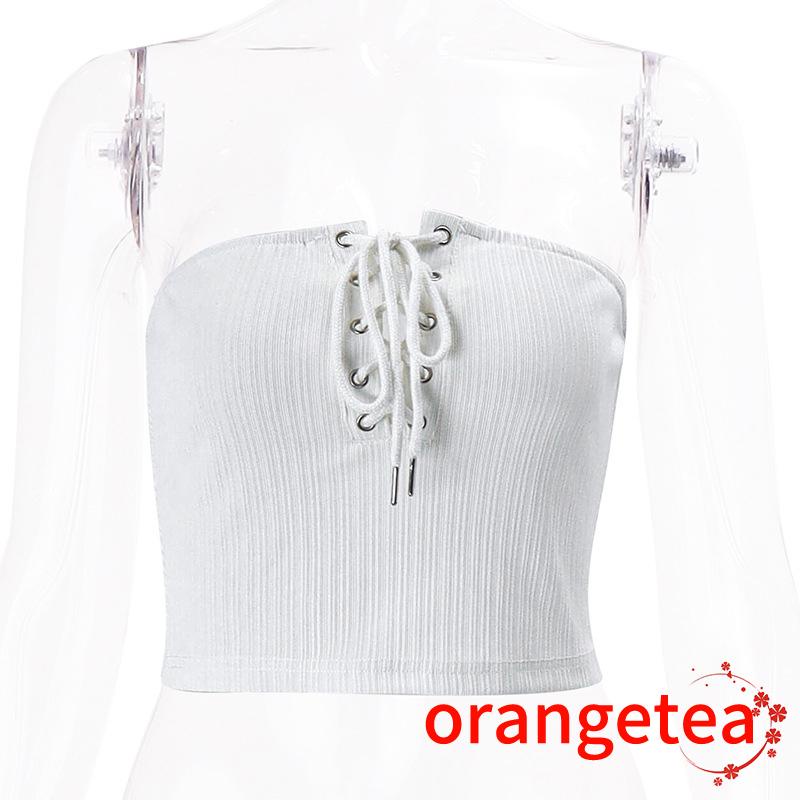 Áo Croptop Trễ Vai Không Tay Màu Sắc Đơn Giản Cho Nữ