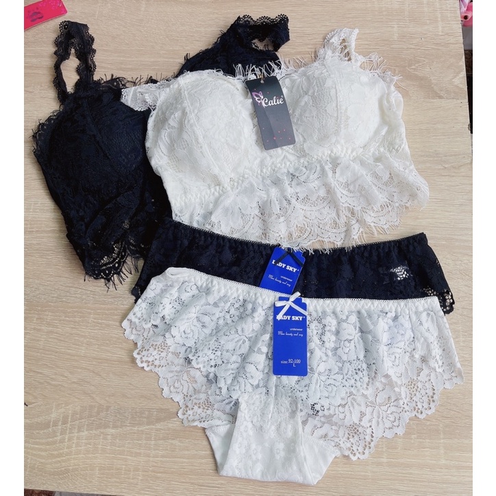 Set đồ lót ren không gọng đệm mỏng quần Ren hoa nhí thiết kế _ Bộ đồ lót ren sang xịn mịn
