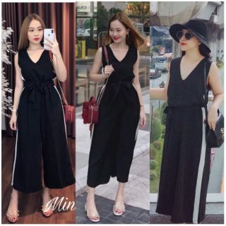 Jum Ống Rộng Viền Sọc Kèm Belt Thắt Eo