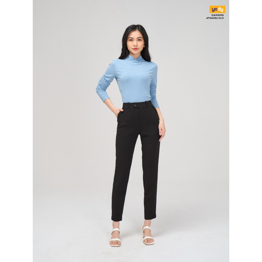 Quần Baggy Nữ Cạp Cao Thoáng Khí YODY, Quần Âu Nữ Lưng Cao Tôn Dáng Công Sở Chất Tuýt Si Không Nhăn QAN3006