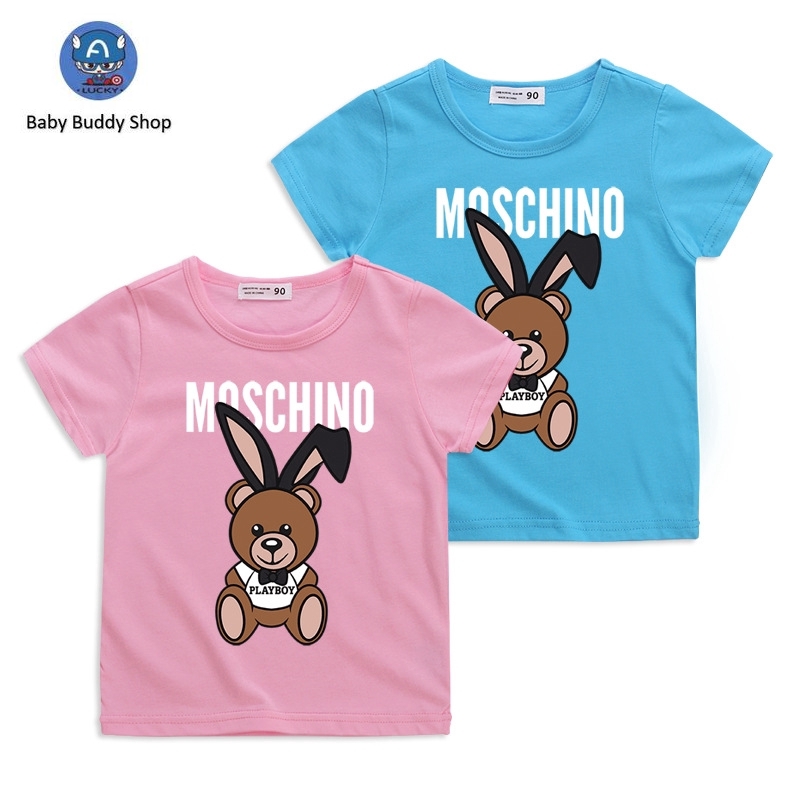 140cm / 8-10 tuổi  Áo Thun Tay Ngắn In Hình Moschino Cho Bé (10 Màu)