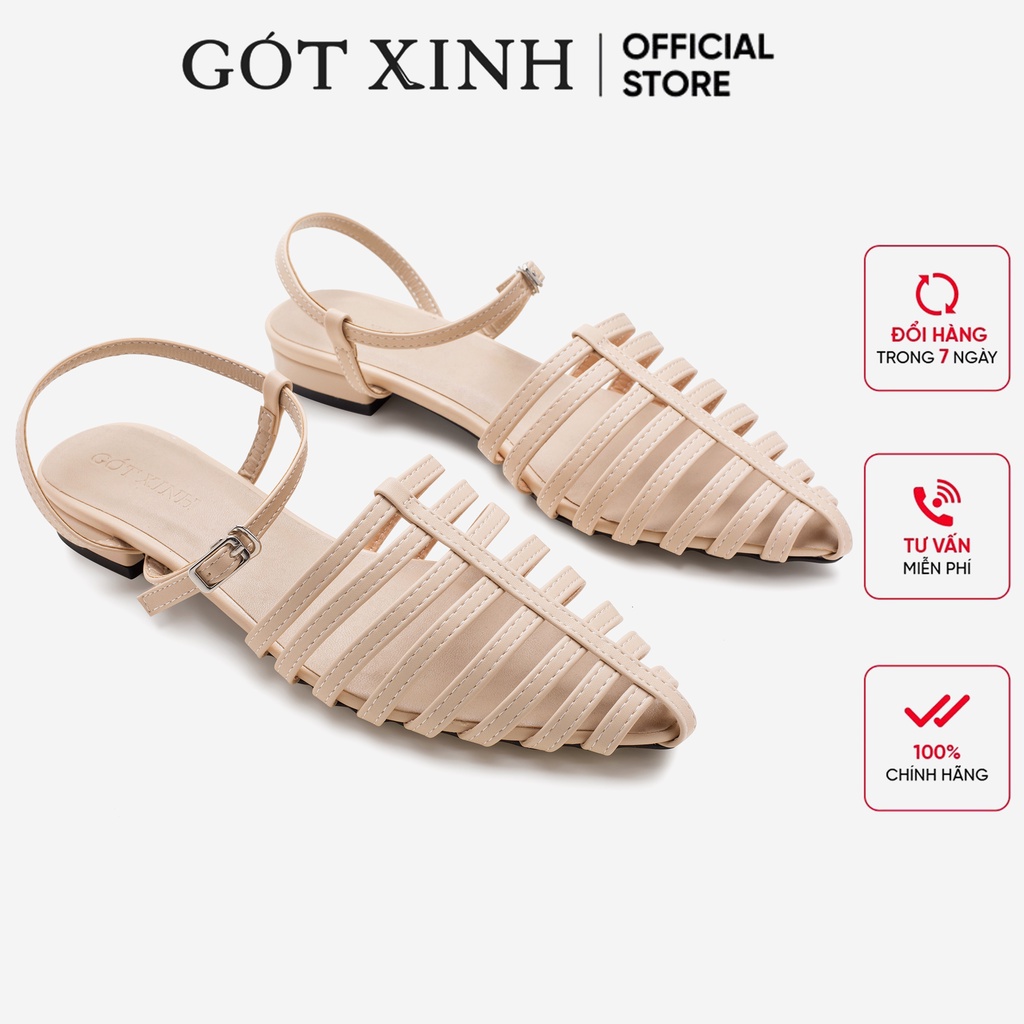 Giày sandal rọ nữ GÓT XINH SD1 da mềm đế vuông cao 2cm